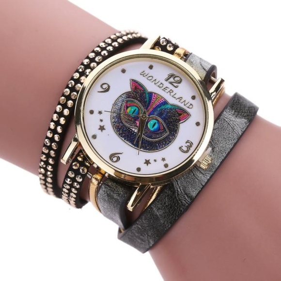 Loudheart Accessories - Cheshire Cat Leather Wrap Bracelet Watch